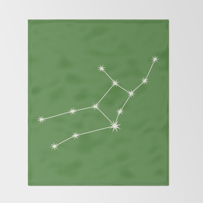 Virgo Zodiac Star Constellation Line Art Kelly Green Throw Blanket Gallery Image 2