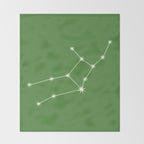 Virgo Zodiac Star Constellation Line Art Kelly Green Throw Blanket Gallery Image 2
