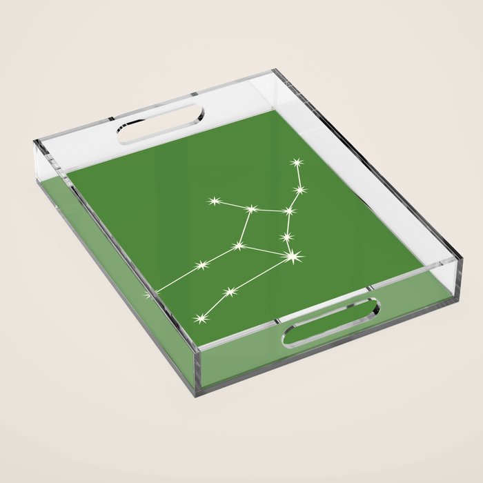 Virgo Zodiac Star Constellation Line Art Kelly Green Acrylic Tray Gallery Image 1