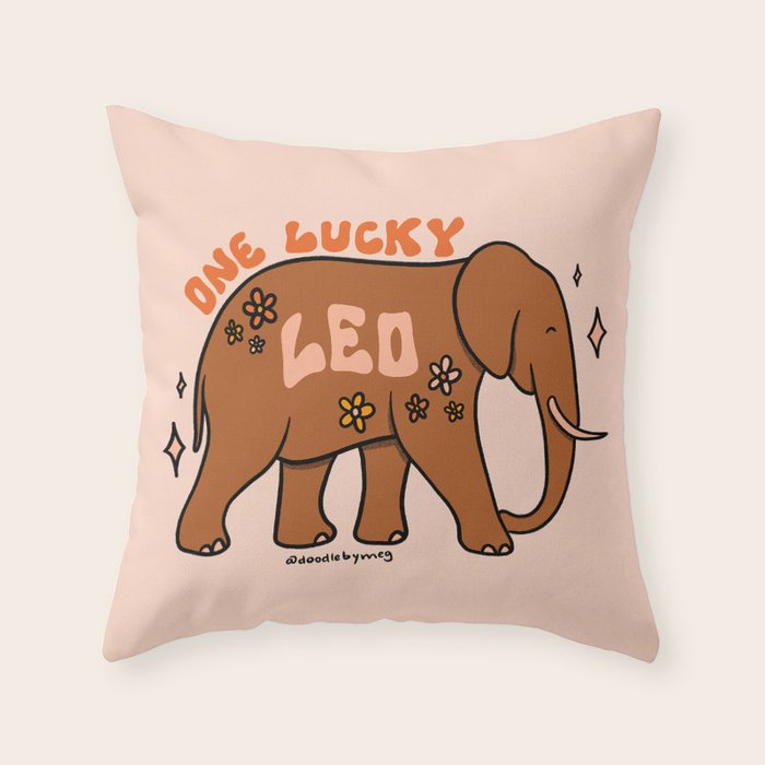 One Lucky Leo Throw Pillow Gallery Image 6