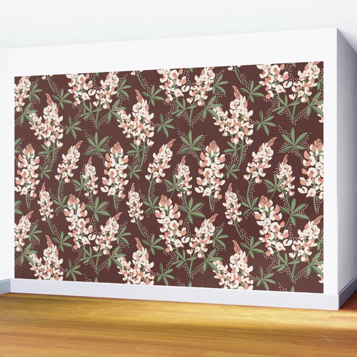Bluebonnet Floral Brown Peach Multi Wall Mural Gallery Image 2