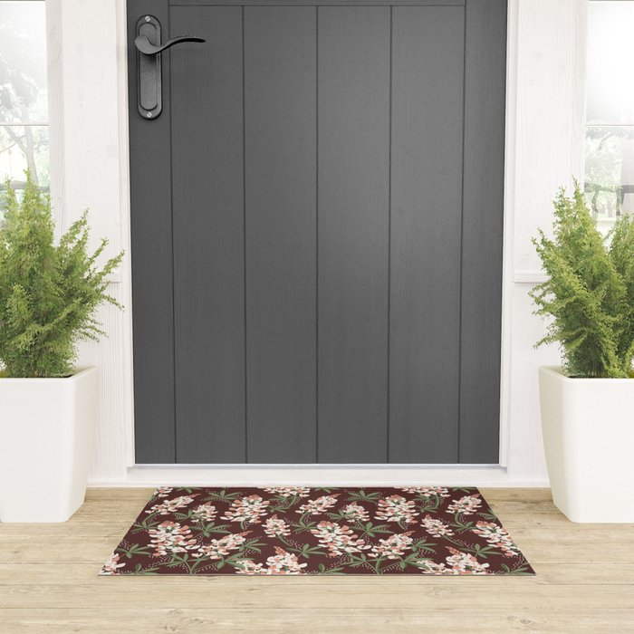 Bluebonnet Floral Brown Peach Multi Welcome Mat Gallery Image 3