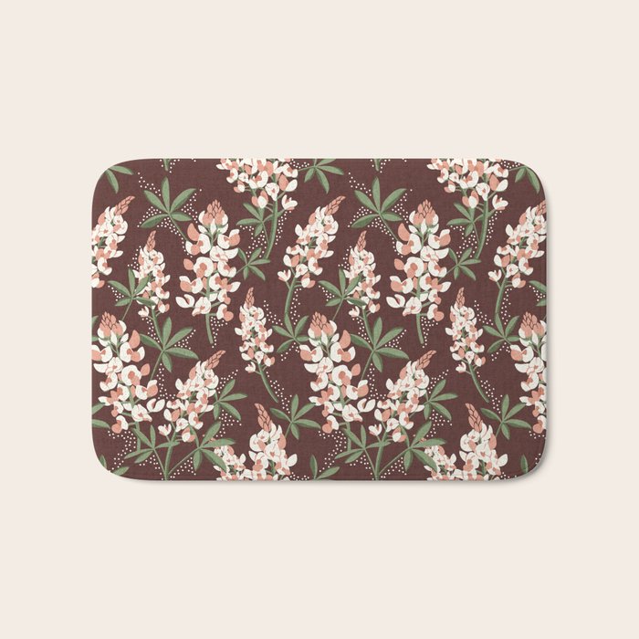 Bluebonnet Floral Brown Peach Multi Bath Mat Gallery Image 1