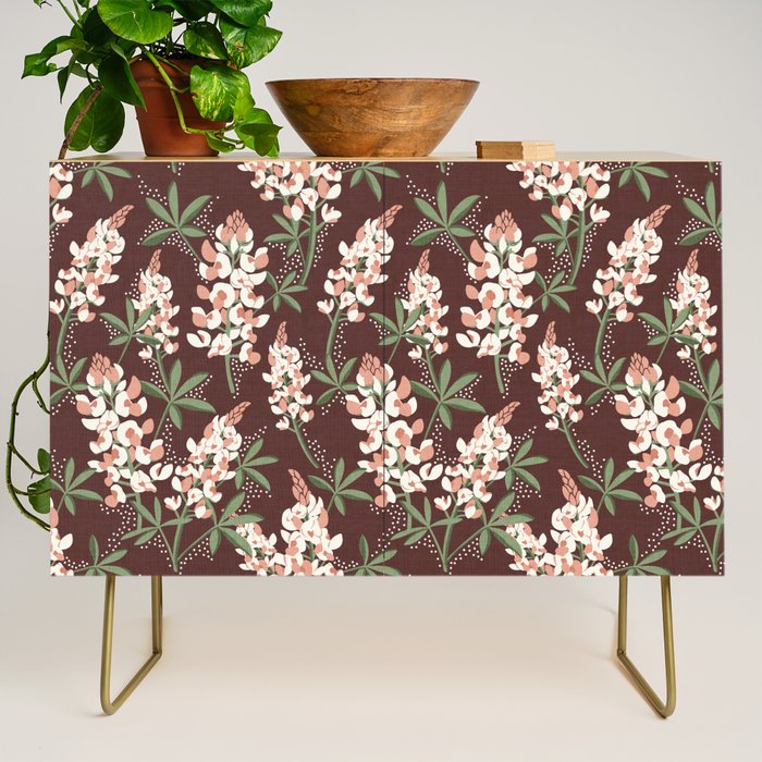 Bluebonnet Floral Brown Peach Multi Credenza Gallery Image 1