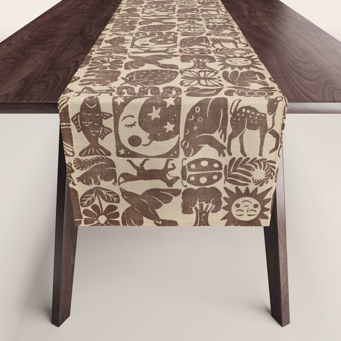 Nature Blocks - walnut brown Table Runner Gallery Image 1