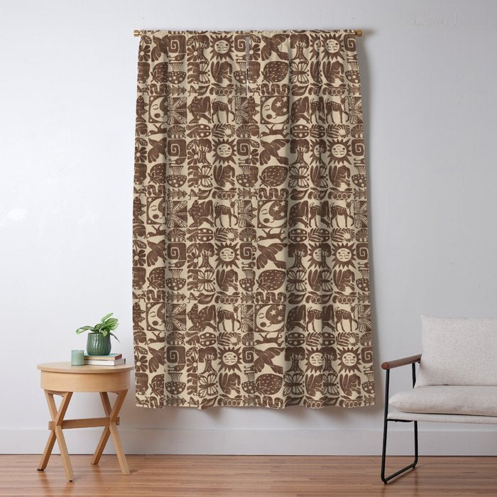 Nature Blocks - walnut brown Window Curtain Gallery Image 5