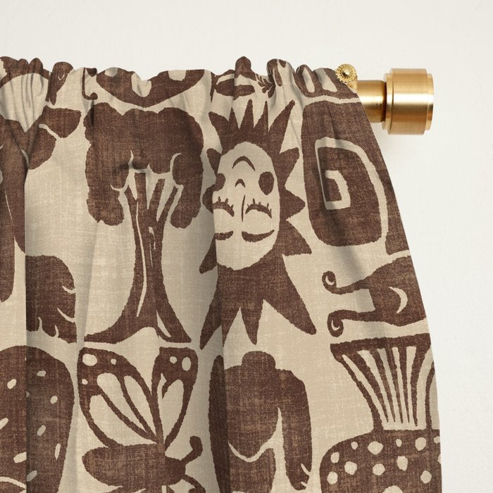 Nature Blocks - walnut brown Window Curtain Gallery Image 2