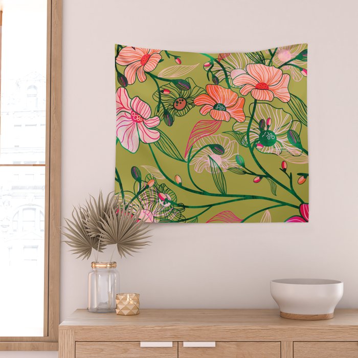 Twinning #illustration #pattern Wall Tapestry Gallery Image 2