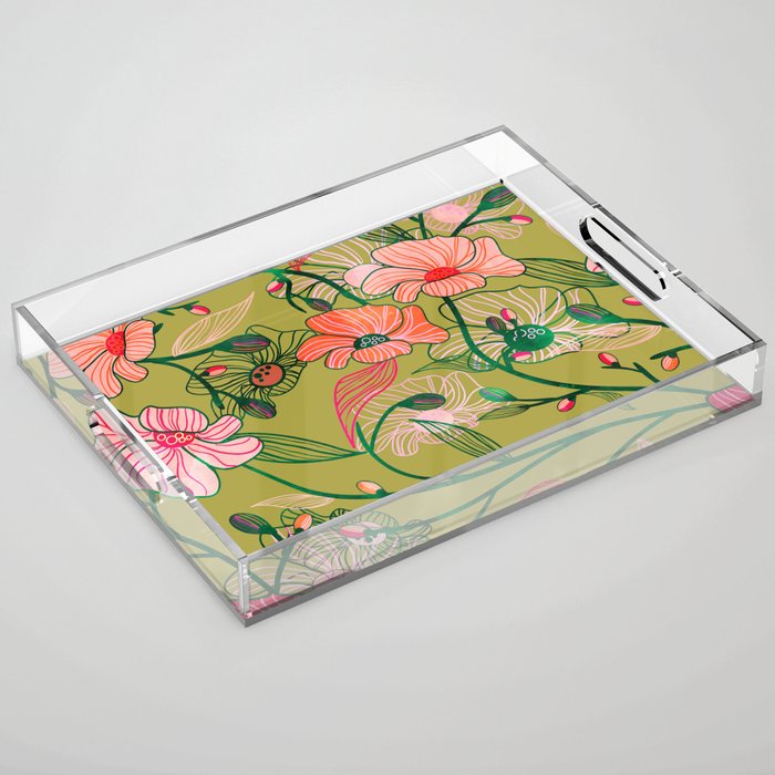 Twinning #illustration #pattern Acrylic Tray Gallery Image 1