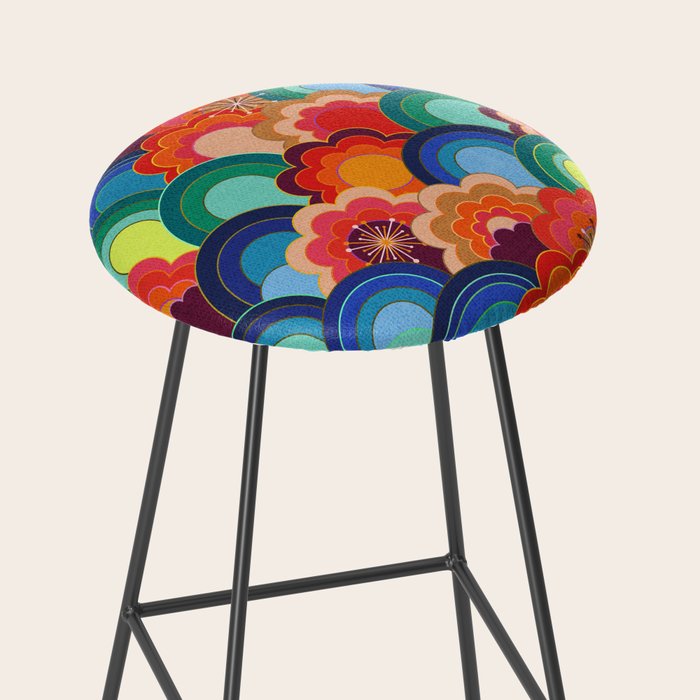 70s rainbow flowers sunset colors Stool Gallery Image 2