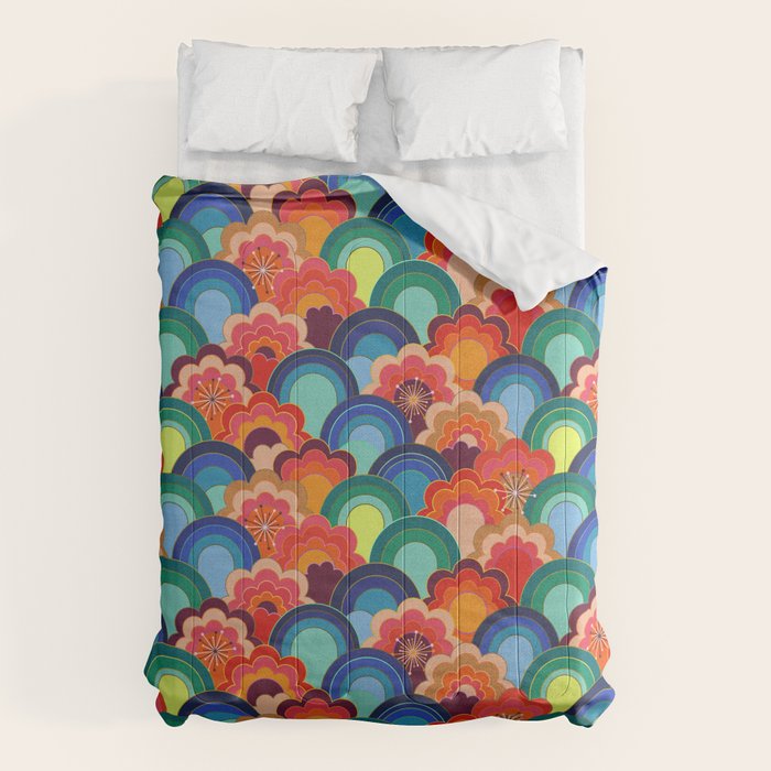 70s rainbow flowers sunset colors Comforter Gallery Image 6