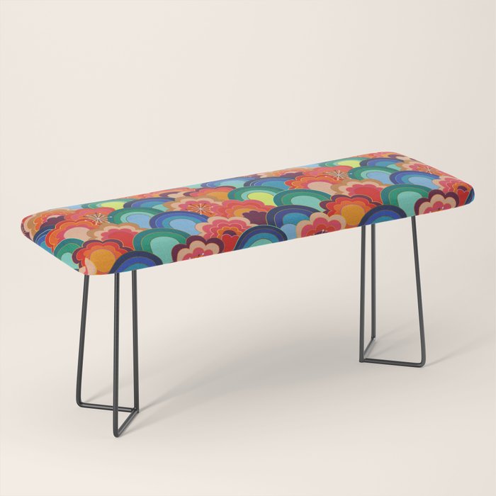 70s rainbow flowers sunset colors Bench Gallery Image 1