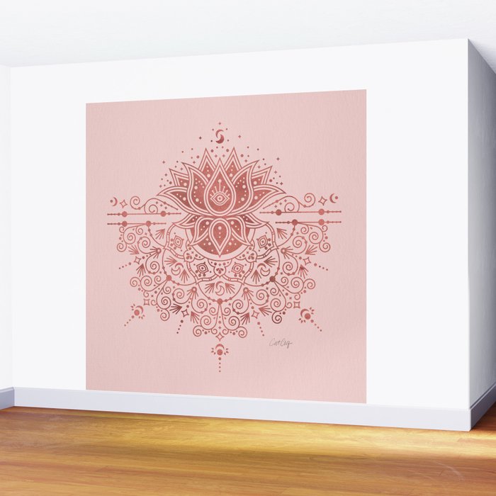 Sacred Lotus Mandala - Rose Gold & Blush Palette Wall Mural Gallery Image 2