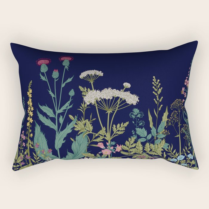 Magical Midnight Garden Wild Flower Art Rectangular Pillow Gallery Image 2