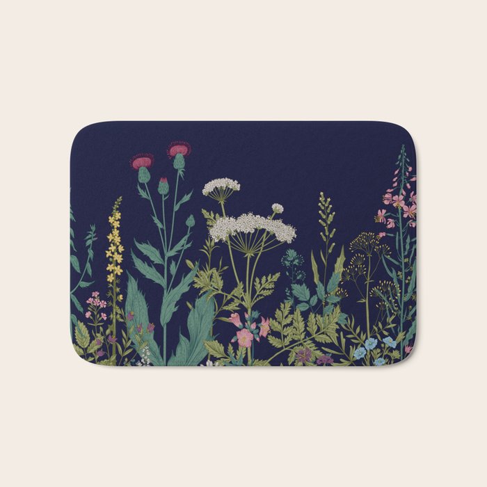 Magical Midnight Garden Wild Flower Art Bath Mat Gallery Image 1
