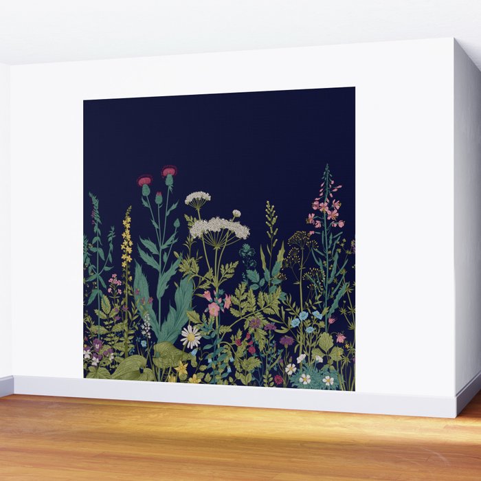 Magical Midnight Garden Wild Flower Art Wall Mural Gallery Image 2