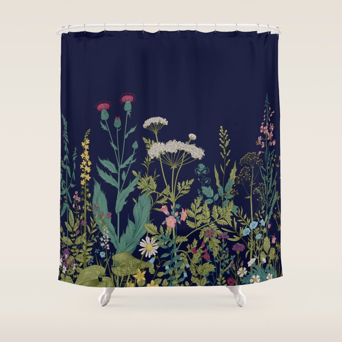 Magical Midnight Garden Wild Flower Art Shower Curtain Gallery Image 1