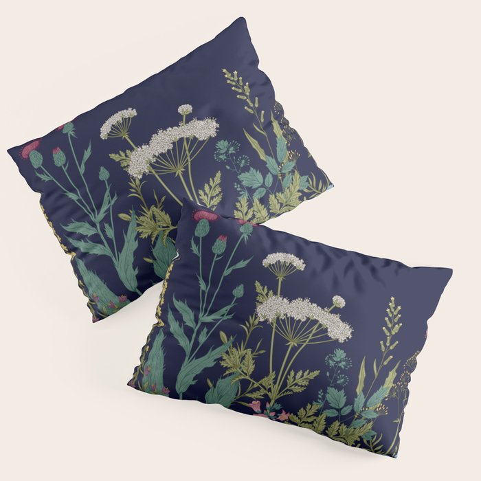 Magical Midnight Garden Wild Flower Art Pillow Sham Gallery Image 3