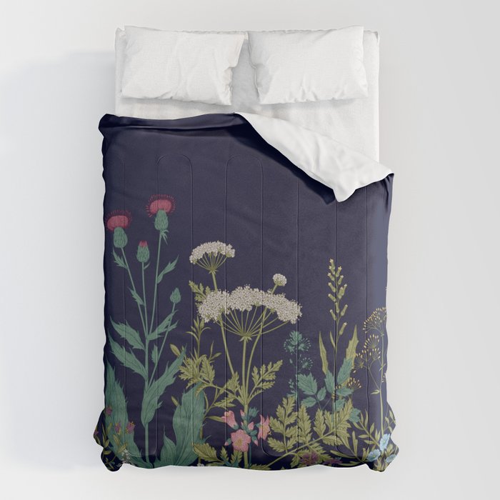 Magical Midnight Garden Wild Flower Art Comforter Gallery Image 1