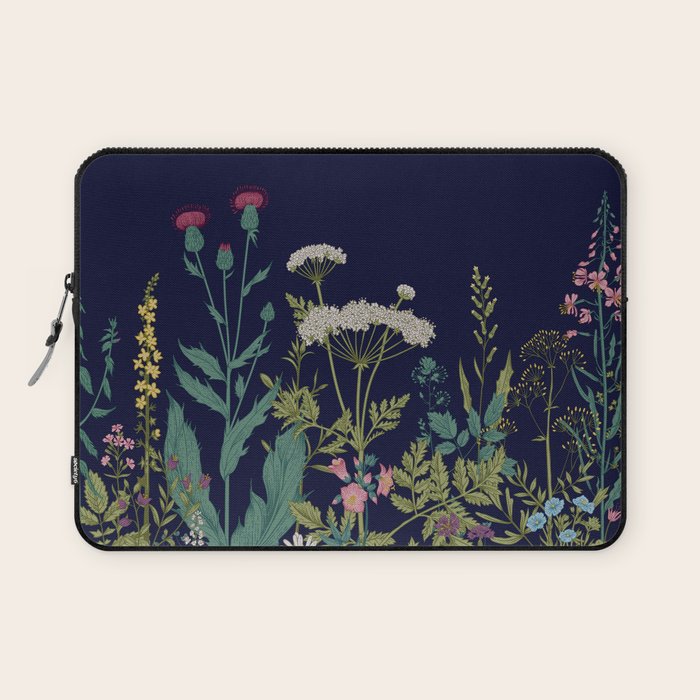 Magical Midnight Garden Wild Flower Art Laptop Sleeve Gallery Image 1