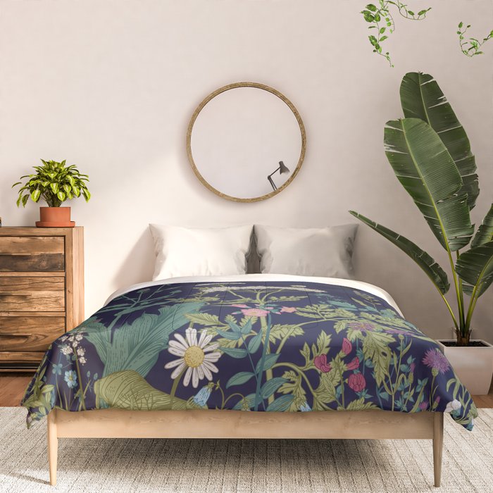 Magical Midnight Garden Wild Flower Art Comforter Gallery Image 3