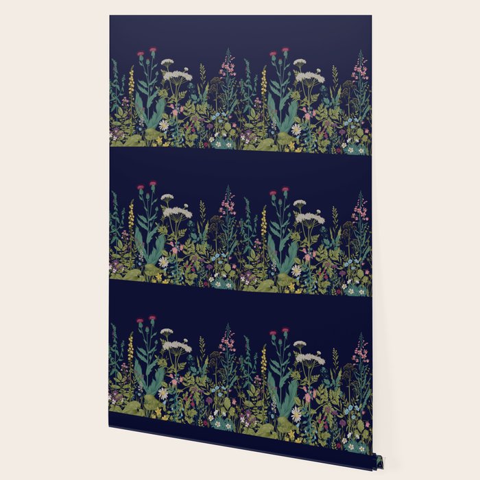 Magical Midnight Garden Wild Flower Art Wallpaper Gallery Image 2