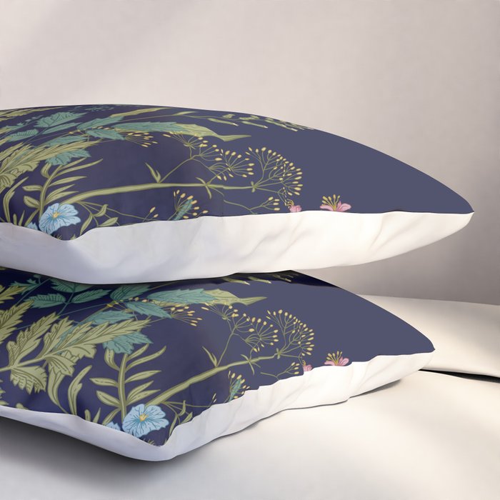 Magical Midnight Garden Wild Flower Art Pillow Sham Gallery Image 3