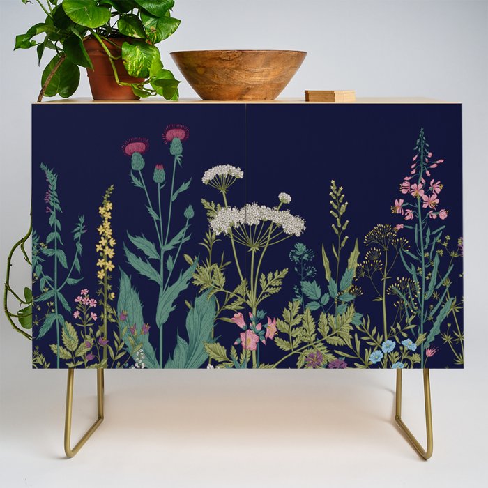 Magical Midnight Garden Wild Flower Art Credenza Gallery Image 1
