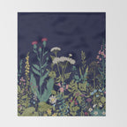 Magical Midnight Garden Wild Flower Art Throw Blanket Gallery Image 2