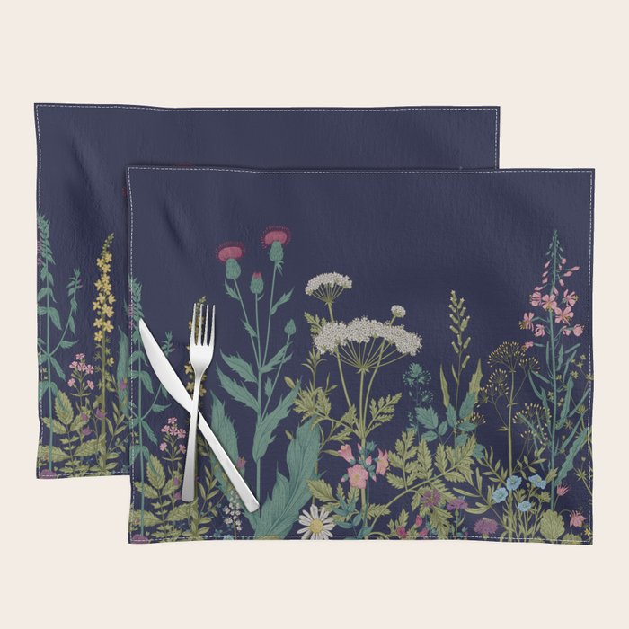 Magical Midnight Garden Wild Flower Art Placemat Gallery Image 1