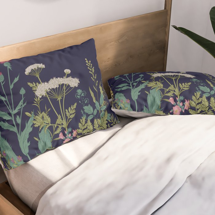 Magical Midnight Garden Wild Flower Art Pillow Sham Gallery Image 2