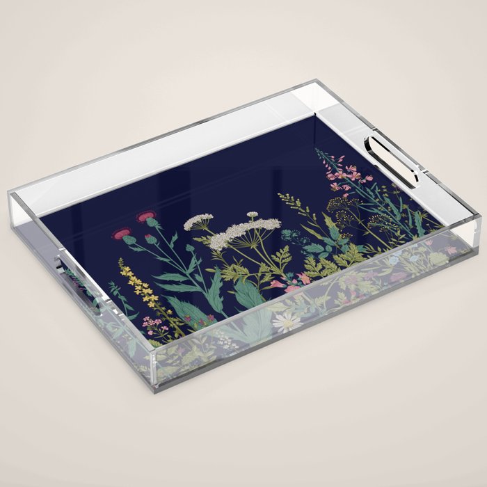 Magical Midnight Garden Wild Flower Art Acrylic Tray Gallery Image 1