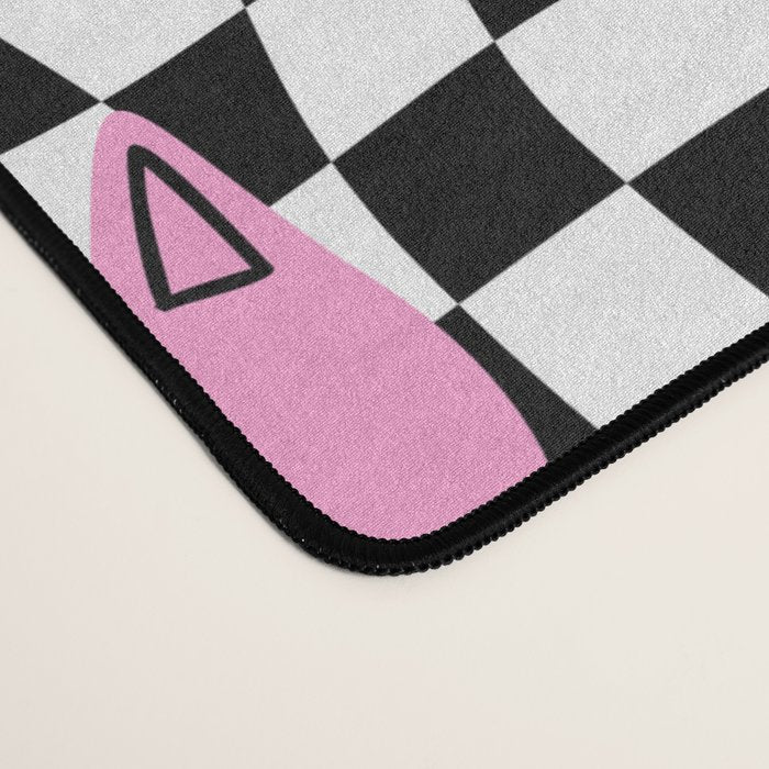 Funny cat cartoon checkered pattern Desk Mat Gallery Image 4