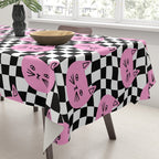 Funny cat cartoon checkered pattern Tablecloth Gallery Image 3