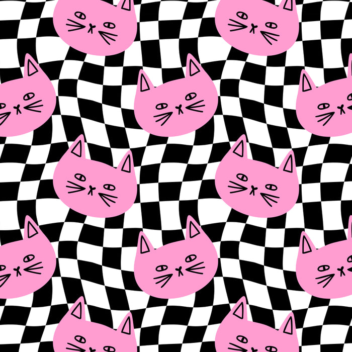 Funny cat cartoon checkered pattern Coffee Mug Gallery Image 2