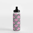Funny cat cartoon checkered pattern Water Bottle Gallery Image 2