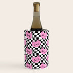 Funny cat cartoon checkered pattern Wine Chiller Gallery Image 1