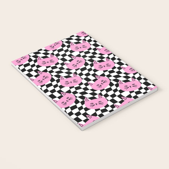 Funny cat cartoon checkered pattern Notebook Gallery Image 3
