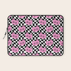 Funny cat cartoon checkered pattern Laptop Sleeve Gallery Image 1