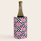 Funny cat cartoon checkered pattern Wine Chiller Gallery Image 3