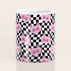 Funny cat cartoon checkered pattern Coffee Mug Gallery Image 4