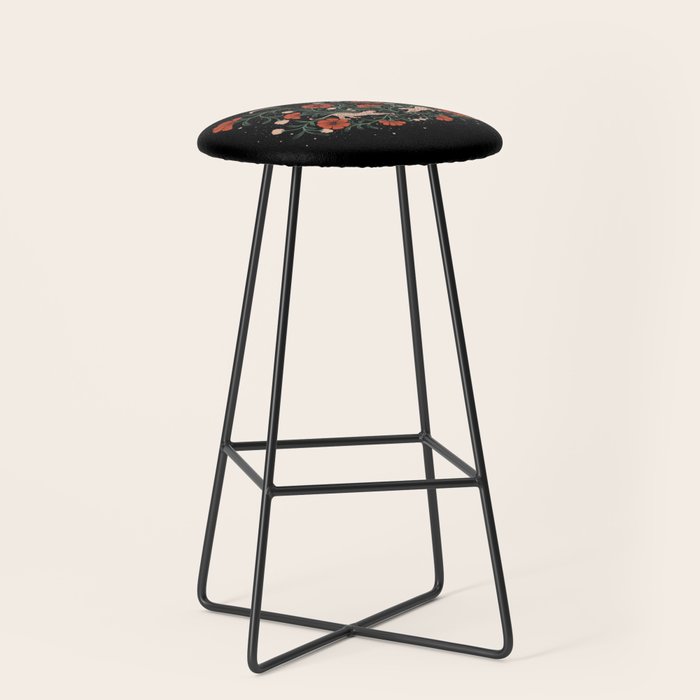 Modern tigers with red poppies Stool Gallery Image 1
