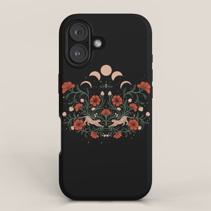 Modern tigers with red poppies iPhone Case Gallery Image 1