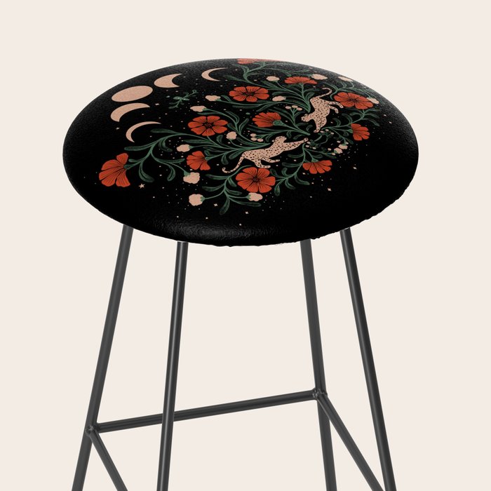 Modern tigers with red poppies Stool Gallery Image 2