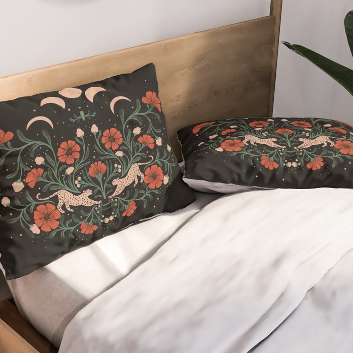 Modern tigers with red poppies Pillow Sham Gallery Image 2