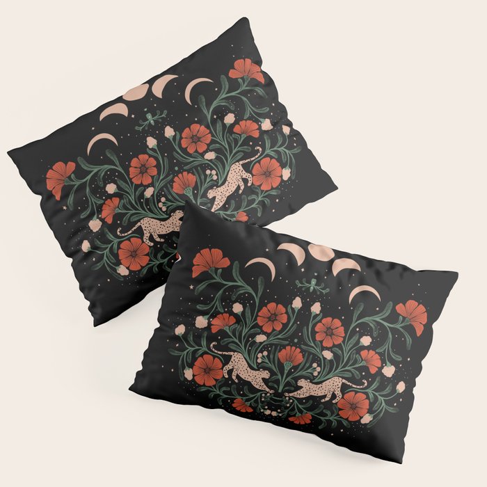 Modern tigers with red poppies Pillow Sham Gallery Image 1