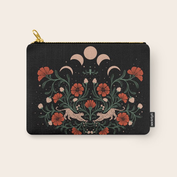 Modern tigers with red poppies Carry All Pouch Gallery Image 1
