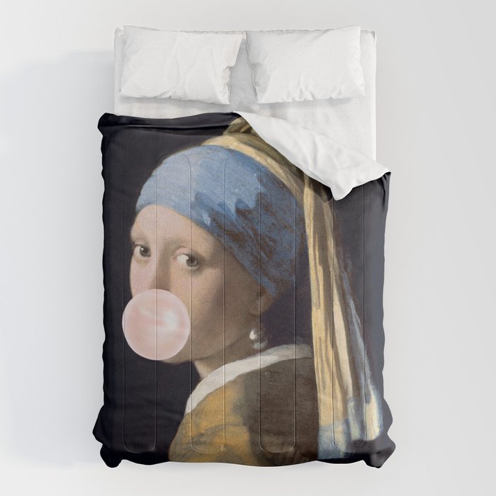 Girl with Pearl Earing Blowing Gum Comforter Gallery Image 6