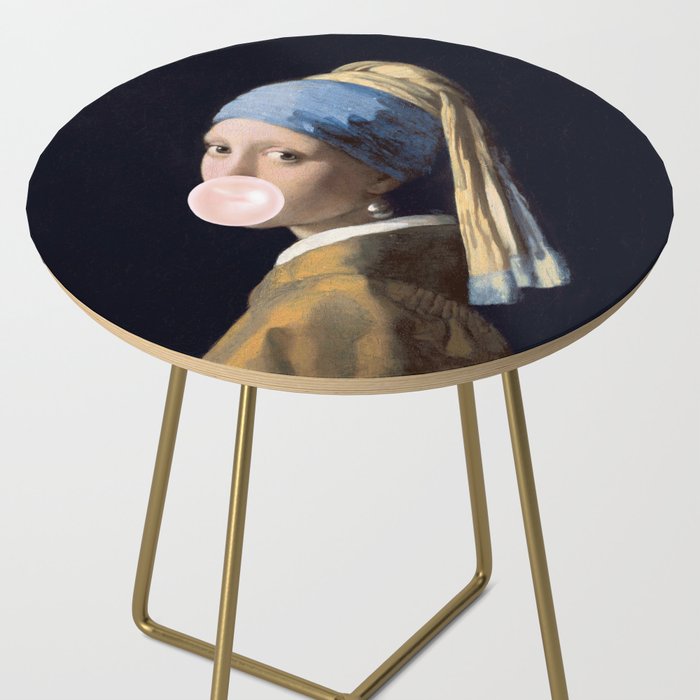 Girl with Pearl Earing Blowing Gum Side Table Gallery Image 2