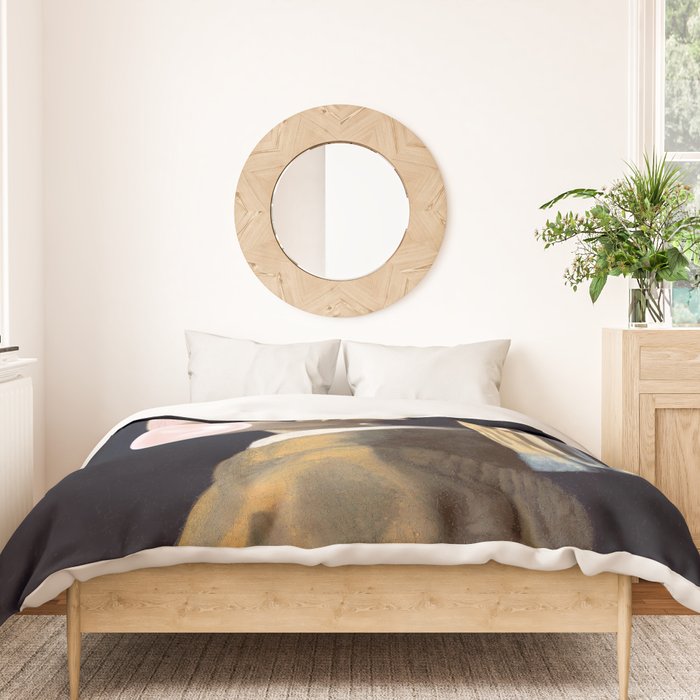 Girl with Pearl Earing Blowing Gum Duvet Cover Gallery Image 3